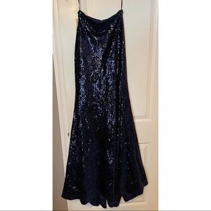 Jovani Sequin Maxi Skirt Blue